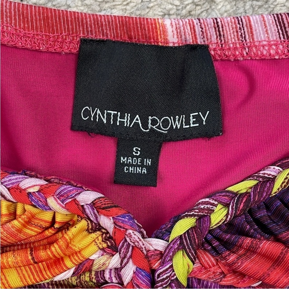 Cynthia Rowley Stretch Jersey Multicolor Rainbow Maxi Dress Y2K Beachy Braided S